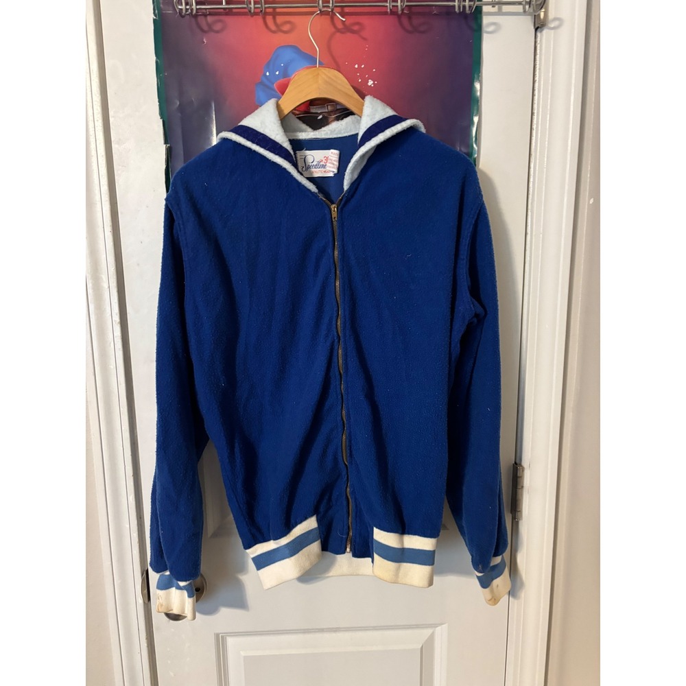 Vintage Speedline Lexington Jr High Sailor Collar Zip Track Jacket Blue Size 36